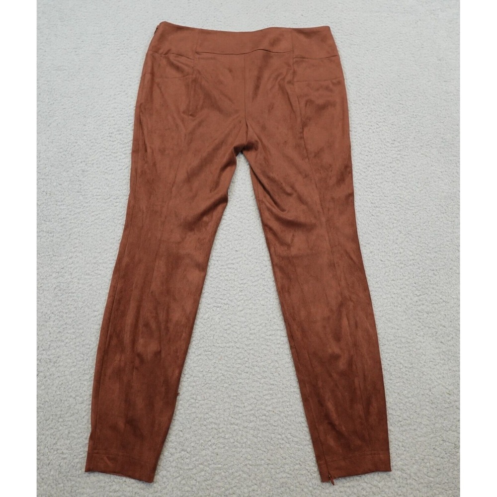Sundance Pants Women's 12 Brown Faux Suede Vegan Pull‎ On Stretch Ankle Zip Boho
